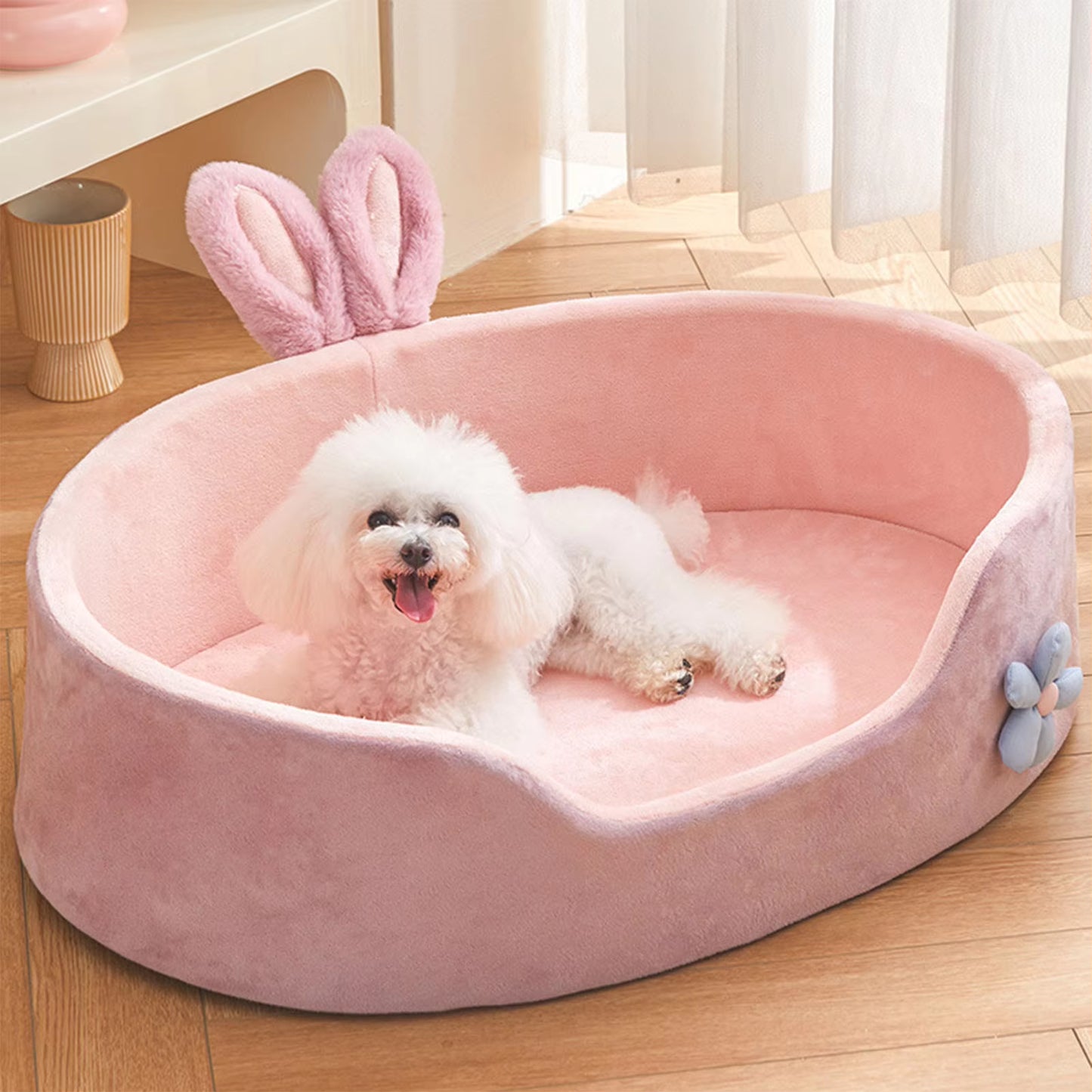 Detachable and Washable Pink Dog Bed - Soft, Comfortable, and Perfect for All Seasons