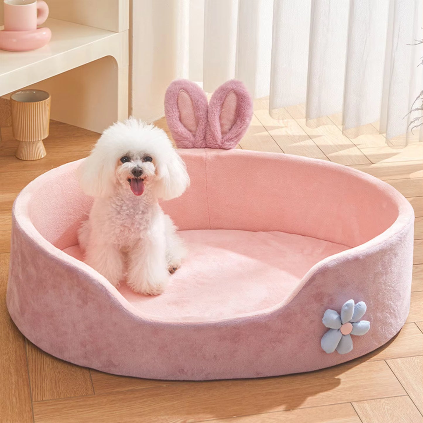 Detachable and Washable Pink Dog Bed - Soft, Comfortable, and Perfect for All Seasons