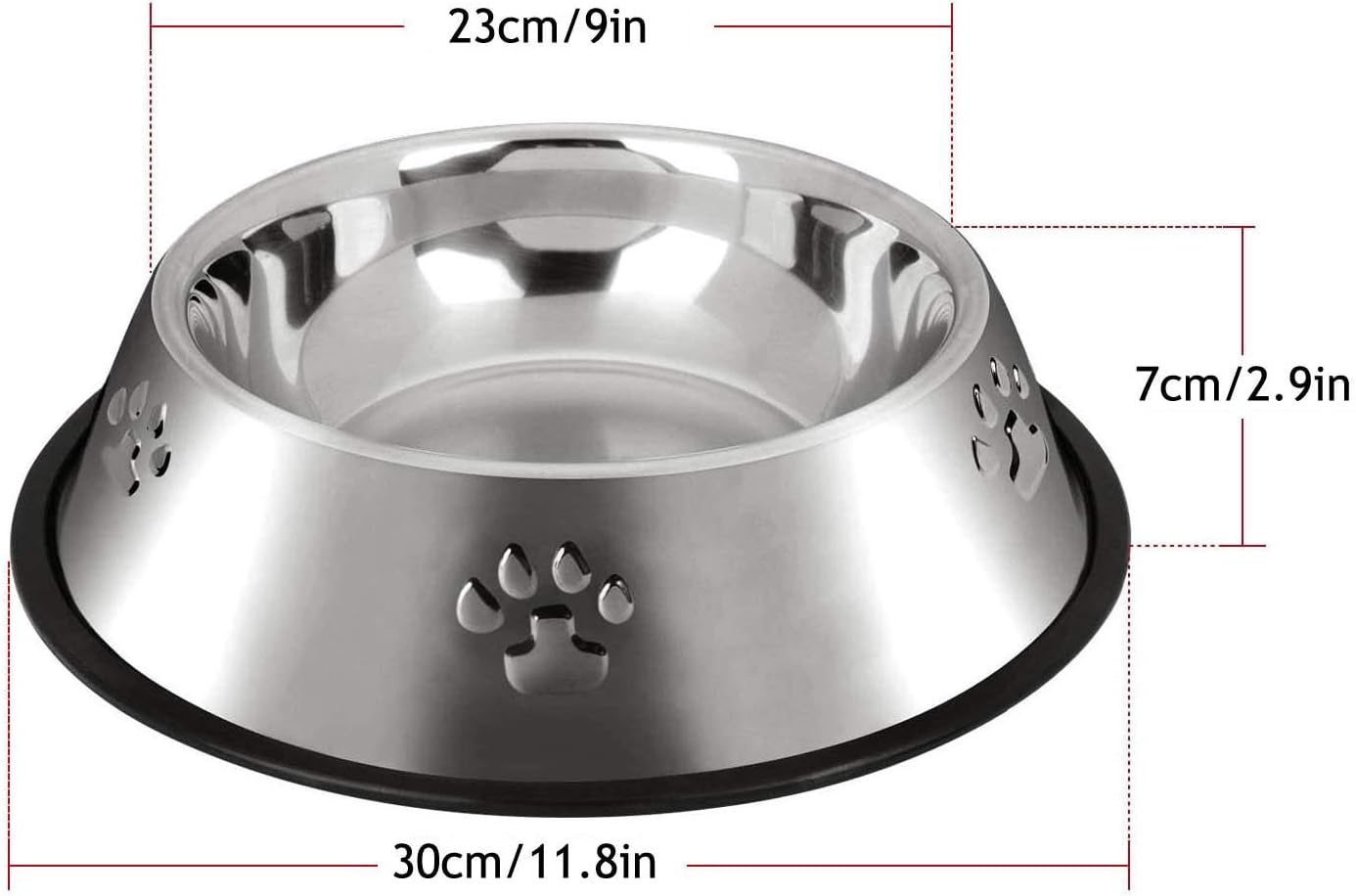 Stainless Steel Dog Bowls with Rubber Base - Medium and Large Pet Feeding and Water Bowls (XL - 51 oz)