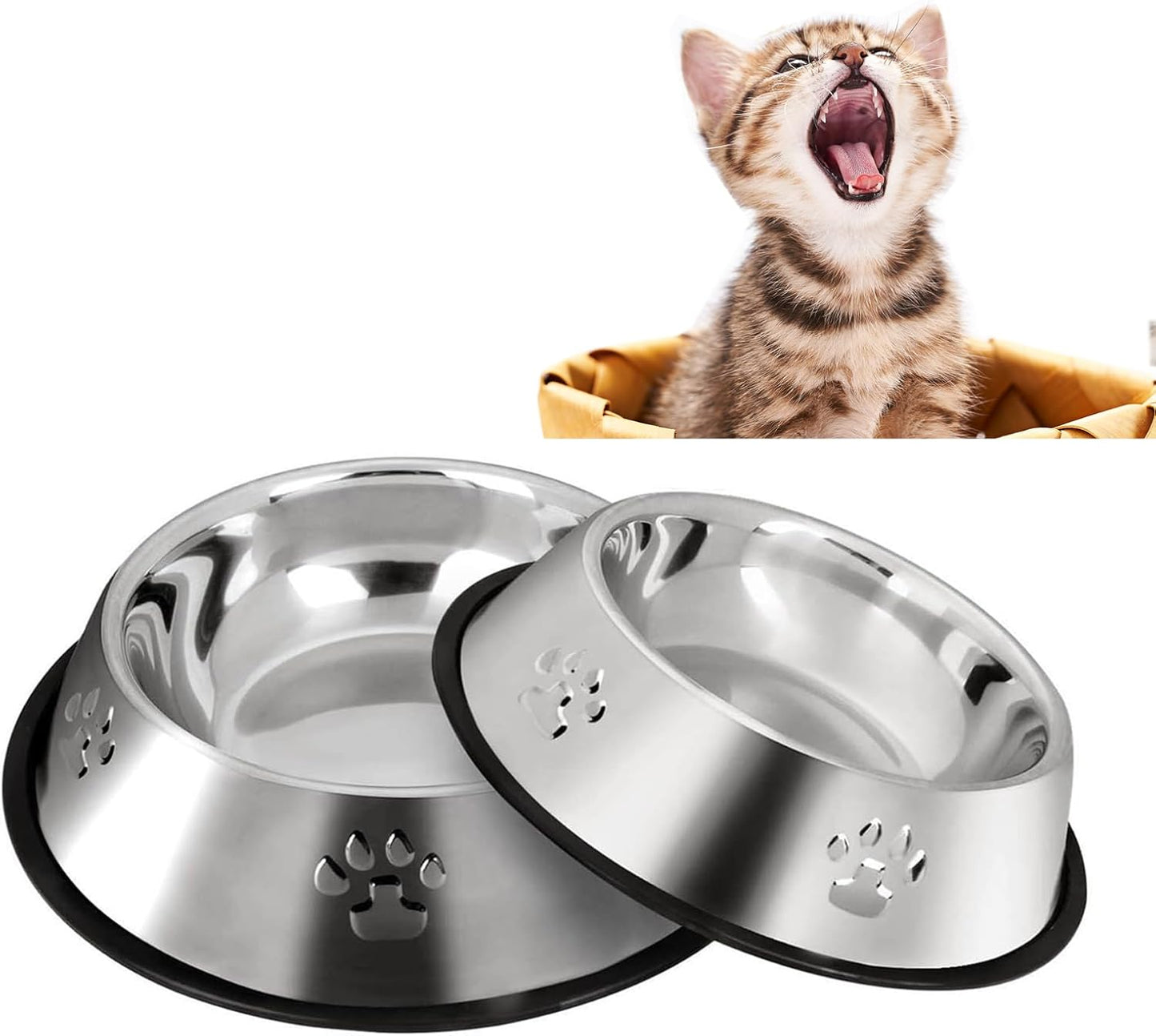 Stainless Steel Dog Bowls with Rubber Base - Medium and Large Pet Feeding and Water Bowls (XL - 51 oz)