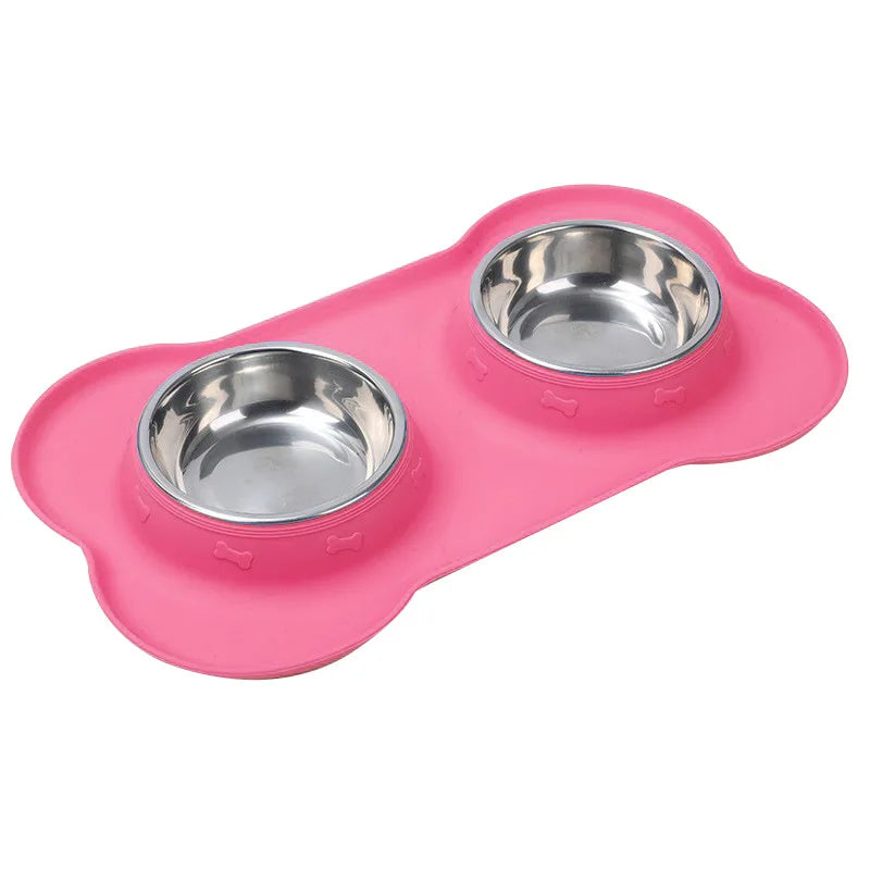 Revolutionary Stainless Steel Dual Pet Feeder with Innovative Anti-Spill Silicone Design for Happy Dogs and Cats