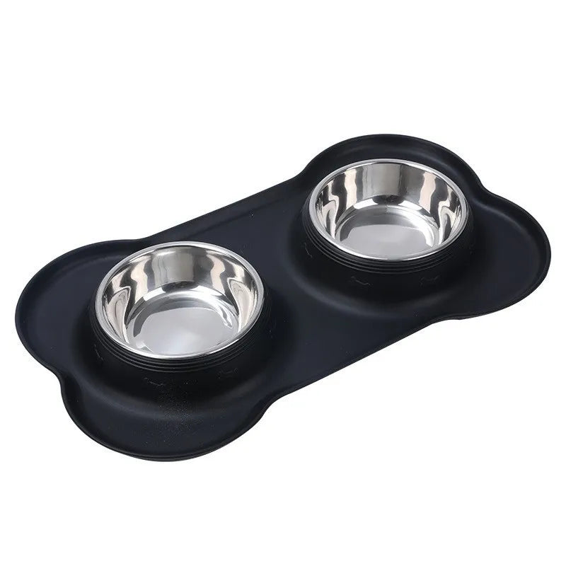 Revolutionary Stainless Steel Dual Pet Feeder with Innovative Anti-Spill Silicone Design for Happy Dogs and Cats