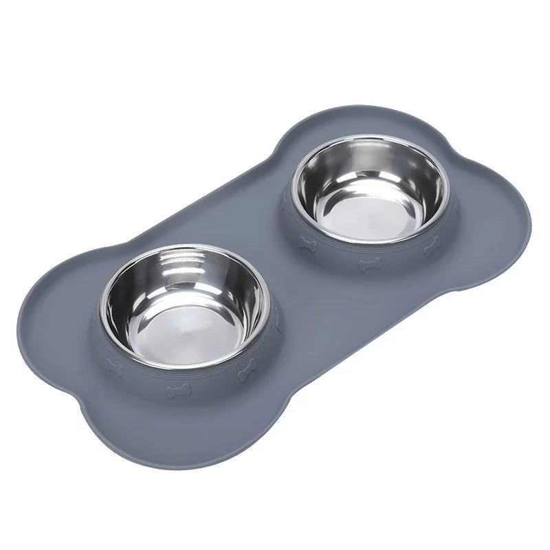 Revolutionary Stainless Steel Dual Pet Feeder with Innovative Anti-Spill Silicone Design for Happy Dogs and Cats