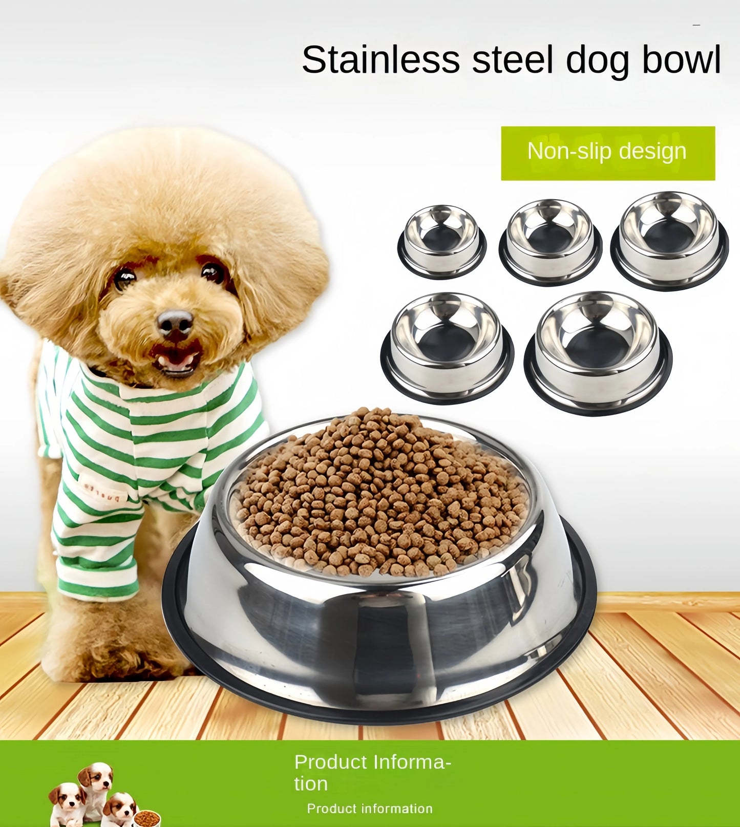 Premium Stainless Steel Pet Feeding Bowl for Dogs and Cats - Durable, Hygienic, and Available in 6 Sizes