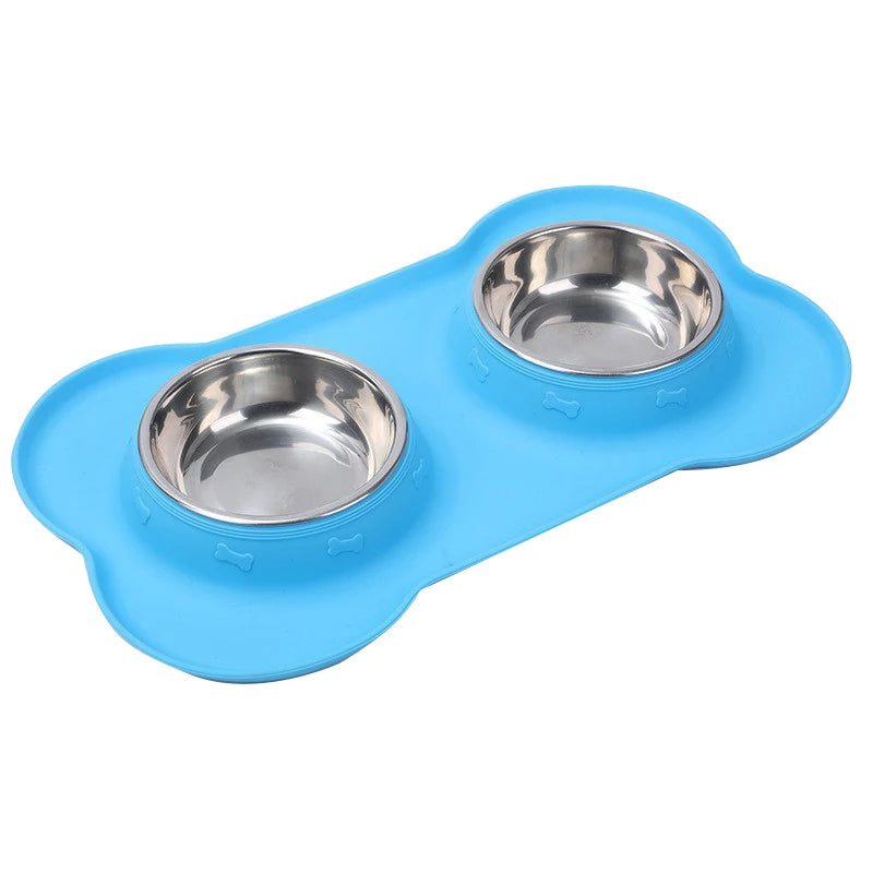 Revolutionary Stainless Steel Dual Pet Feeder with Innovative Anti-Spill Silicone Design for Happy Dogs and Cats
