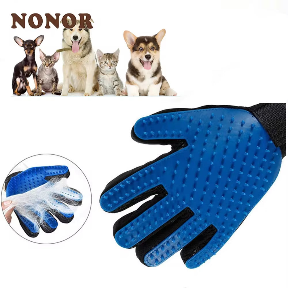 Premium NONOR Silicone Pet Bath Brush & Grooming Glove for Dogs and Cats - Massage & Hair Removal Tool