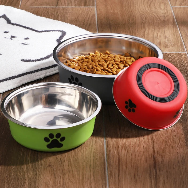 Premium Stainless Steel Pet Bowl with Non-Slip Rubber Base for Dogs and Cats