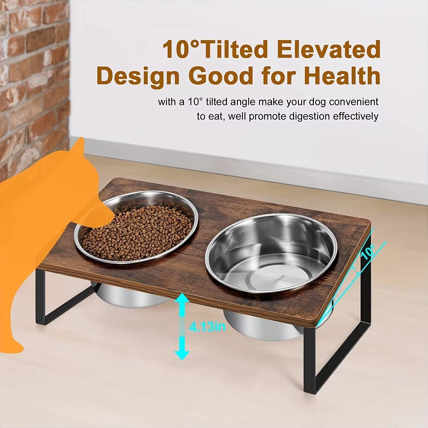 Elevated Dog Bowls Cat Bowls Raised Pet Feeder Cat Food & Water Diner Stand Set Stainless Steel Food Bowls Stand for Pet Dog Cat