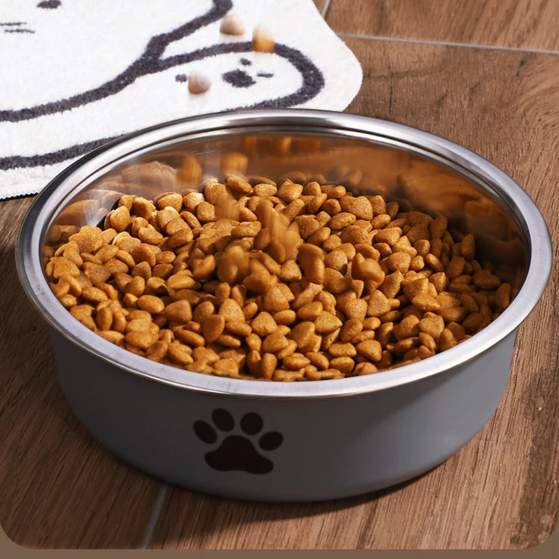 Premium Stainless Steel Pet Bowl with Non-Slip Rubber Base for Dogs and Cats