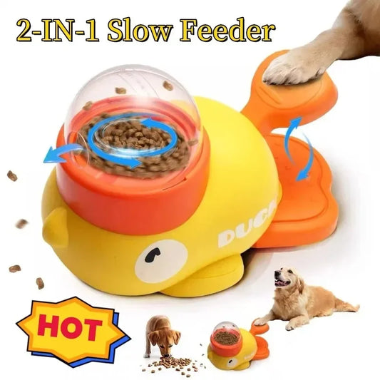 Durable Interactive Dog and Cat Food Puzzle Toy - Duck Design for Snack Distribution