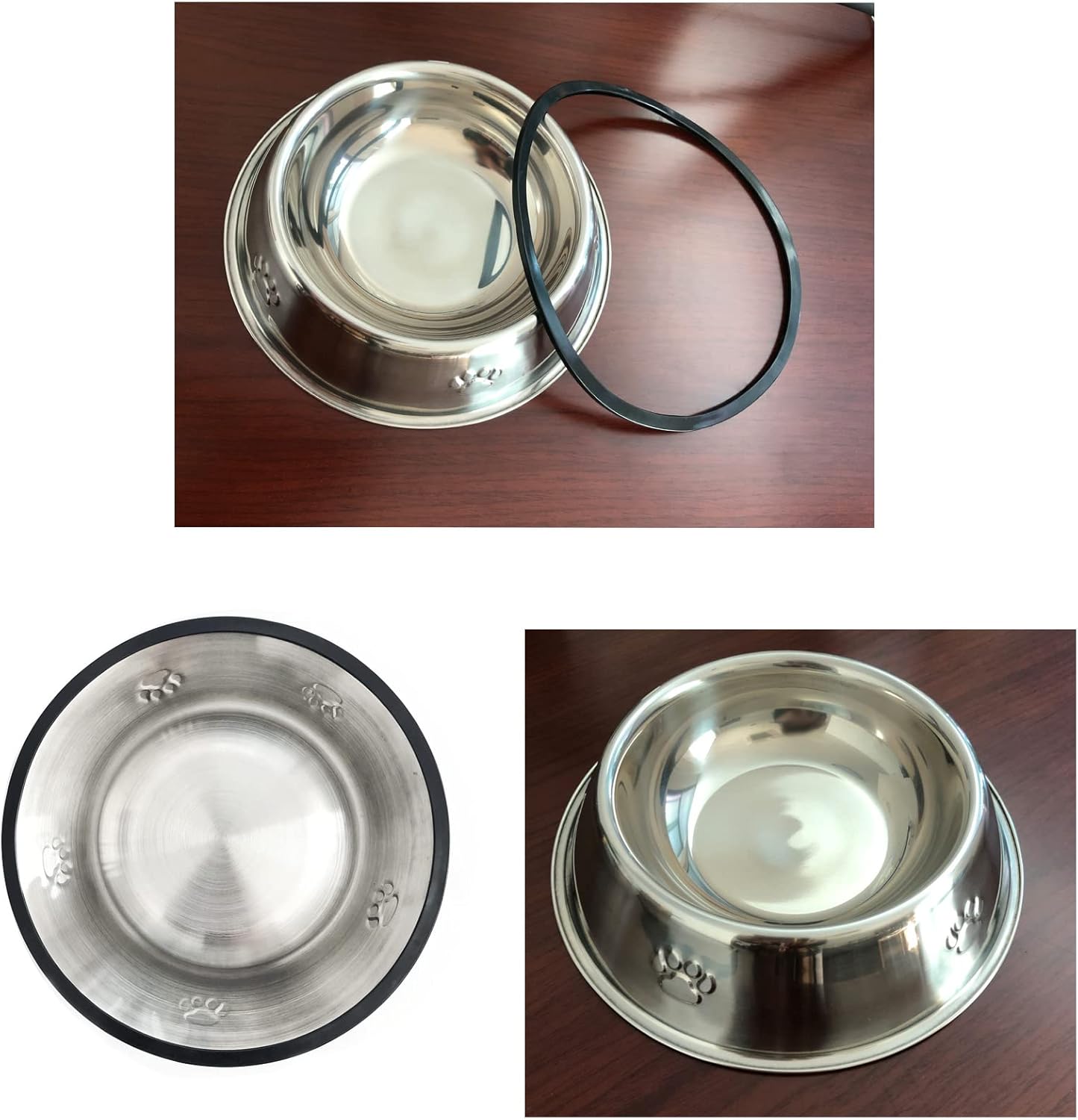 Stainless Steel Dog Bowls with Rubber Base - Medium and Large Pet Feeding and Water Bowls (XL - 51 oz)