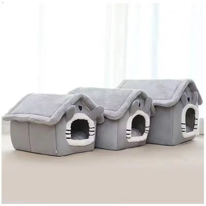 Luxurious Indoor Pet House: Soft Velvet Tent Bed with Removable Cushion for Small to Large Dogs and Cats