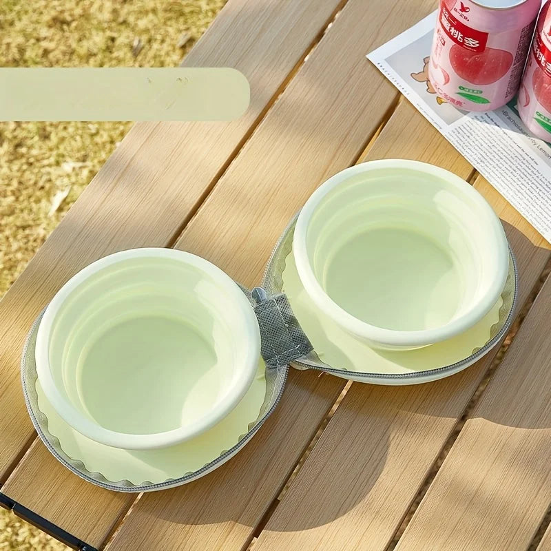 Foldable 2-in-1 Silicone Travel Dog Bowl - The Ultimate Portable Solution for Feeding and Hydration
