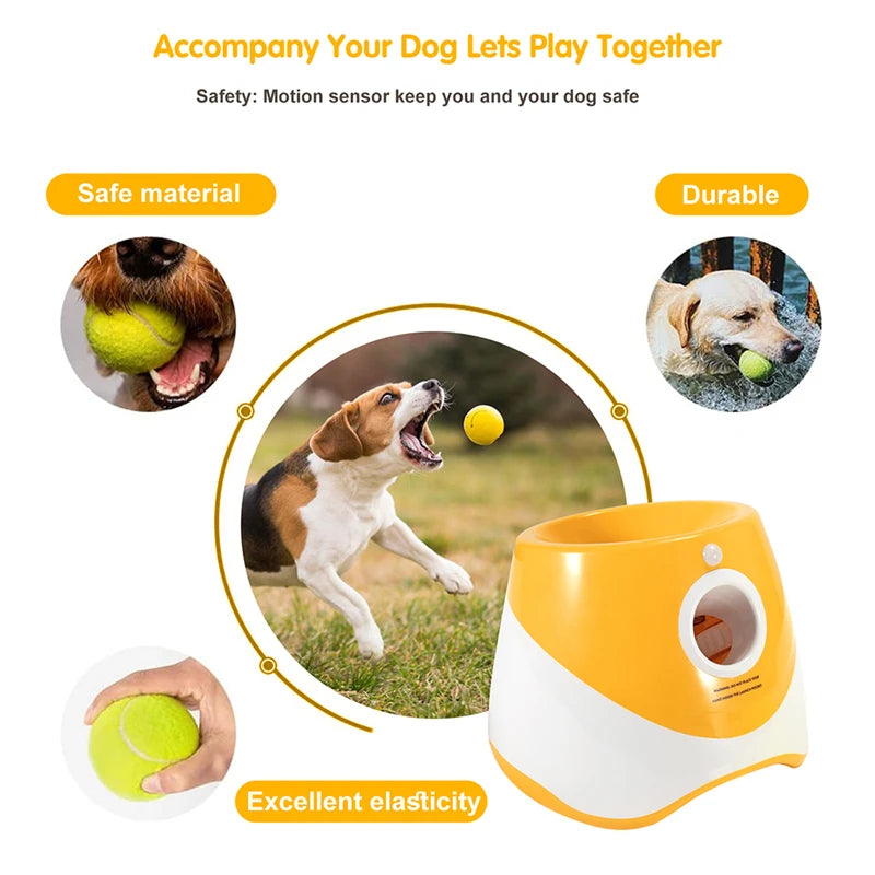 Automatic Dog Tennis Launcher - Fun Interactive Fetch Toy with Rechargeable Catapult for Endless Playtime