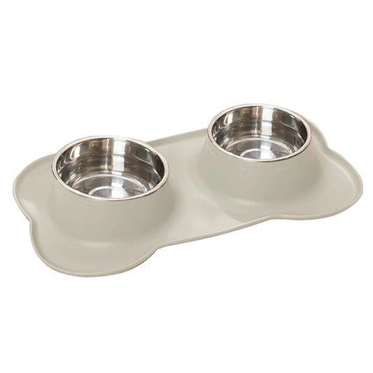 Revolutionary Stainless Steel Dual Pet Feeder with Innovative Anti-Spill Silicone Design for Happy Dogs and Cats