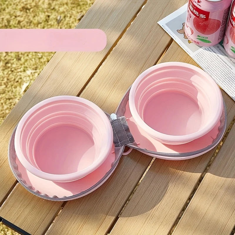 Foldable 2-in-1 Silicone Travel Dog Bowl - The Ultimate Portable Solution for Feeding and Hydration
