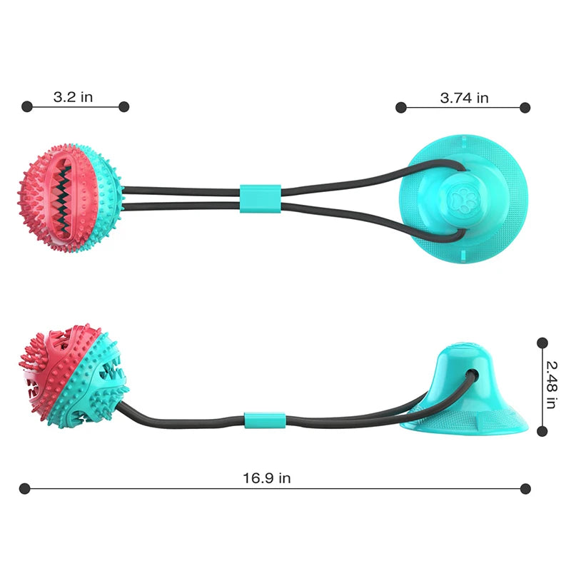 Interactive Large Dog Ball with Suction Cup Ropes - Chew Toy for Golden Retrievers and Other Big Breeds