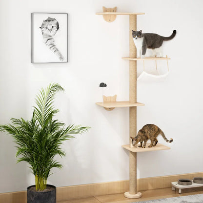 Damyanti Premium Wall-Mounted Cat Tree with 6-Tier Climbing Center and Accessories