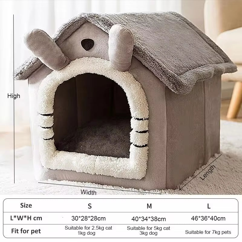 Luxurious Indoor Pet House: Soft Velvet Tent Bed with Removable Cushion for Small to Large Dogs and Cats