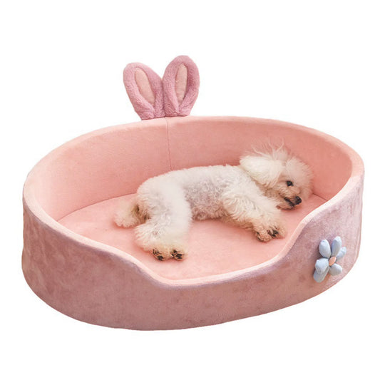 Detachable and Washable Pink Dog Bed - Soft, Comfortable, and Perfect for All Seasons